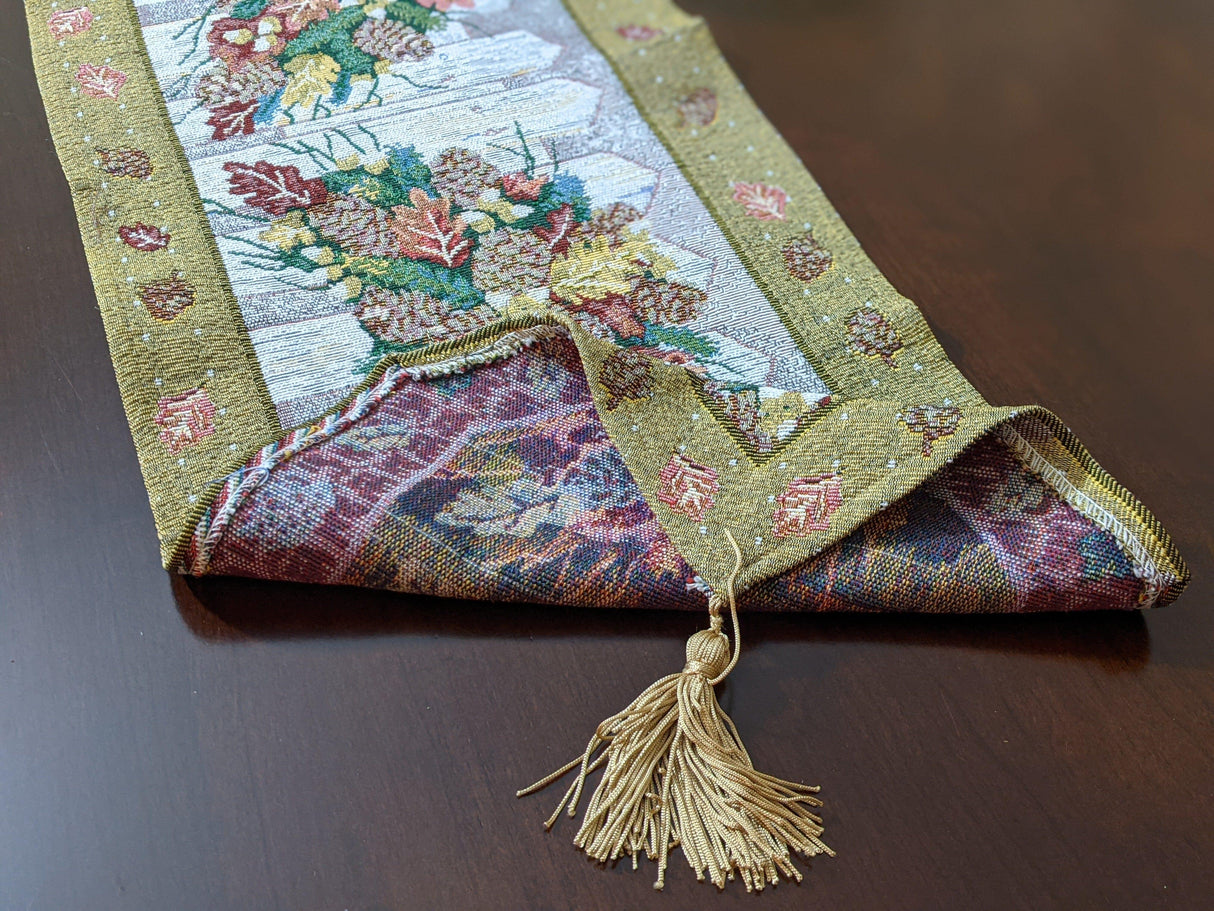 DaDa Bedding Rustic Floral Bouquet Lights Holiday Tapestry Dining Table Runner (6068) from DaDalogy Bedding Collection