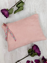 Pink Fleur Vegan Suede Clutch Purse from Ash & Rose