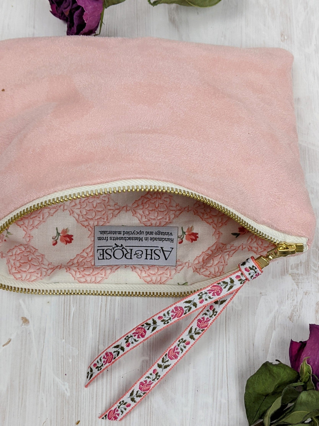 Pink Fleur Vegan Suede Clutch Purse from Ash & Rose