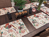 DaDa Bedding Set of 4-Pieces Sweet Love Notes Pink Floral Tapestry Dining Table Placemats 13” x 19” from DaDalogy Bedding Collection