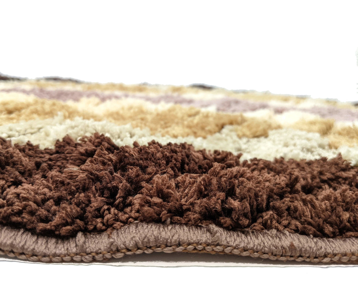 Tache 20x32 Inch Striped Brown and Beige Bathroom Rugs (TARBS2032) from Tache Home Fashion