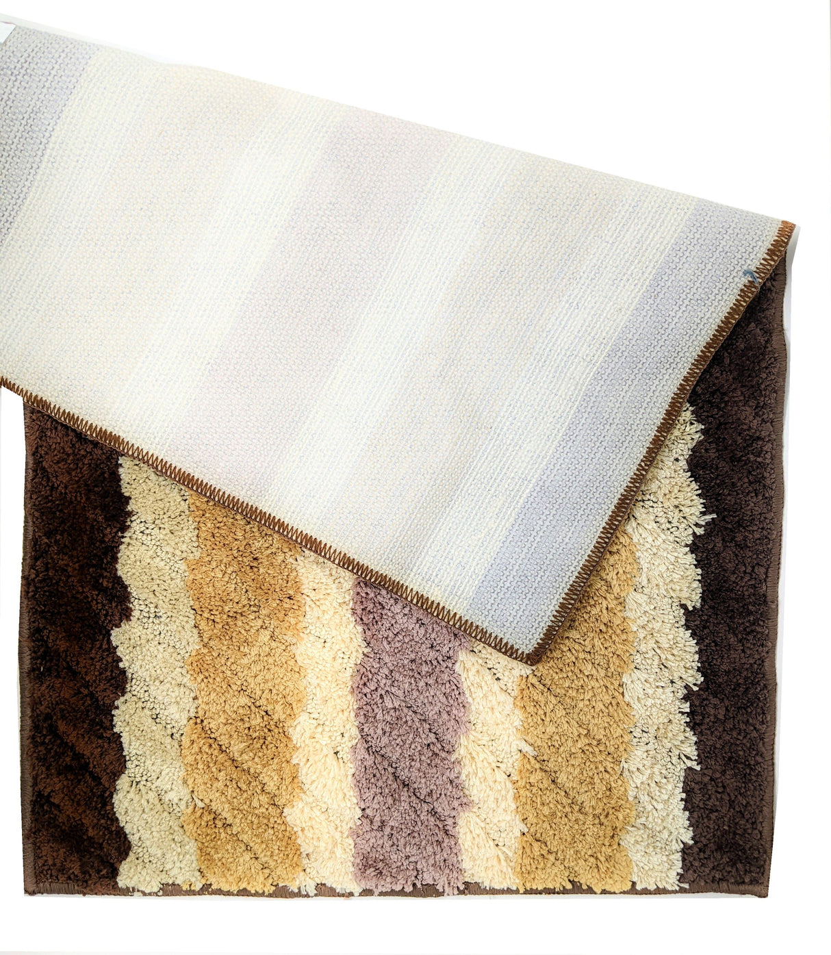 Tache 20x32 Inch Striped Brown and Beige Bathroom Rugs (TARBS2032) from Tache Home Fashion