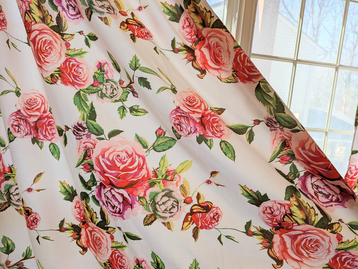DaDa Bedding Set of 2-Pieces Romantic Roses Pink Floral Sheer Window Panel Curtains (JHW-879) from DaDalogy Bedding Collection
