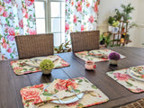 DaDa Bedding Set of 4-Pieces Romantic Roses Pink Floral Quilted Dining Placemats 13” x 19” (879) from DaDalogy Bedding Collection