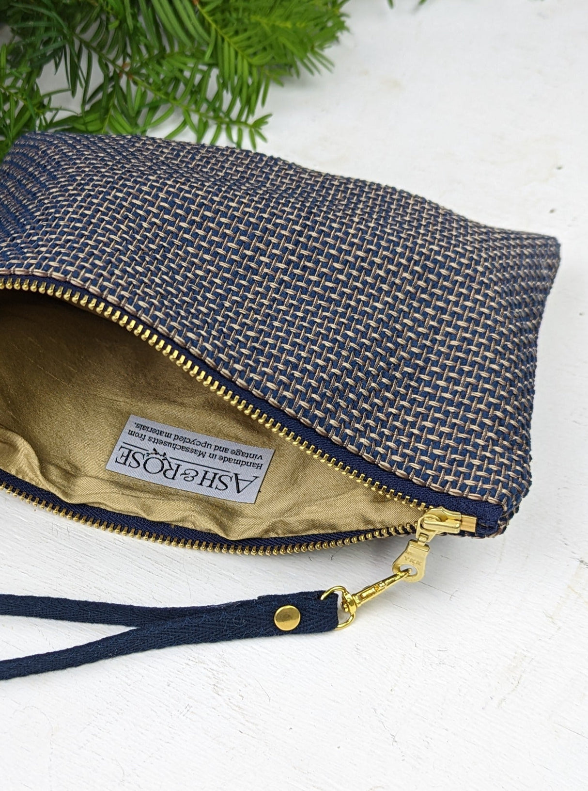 Golden Navy Tweed Purse from Ash & Rose