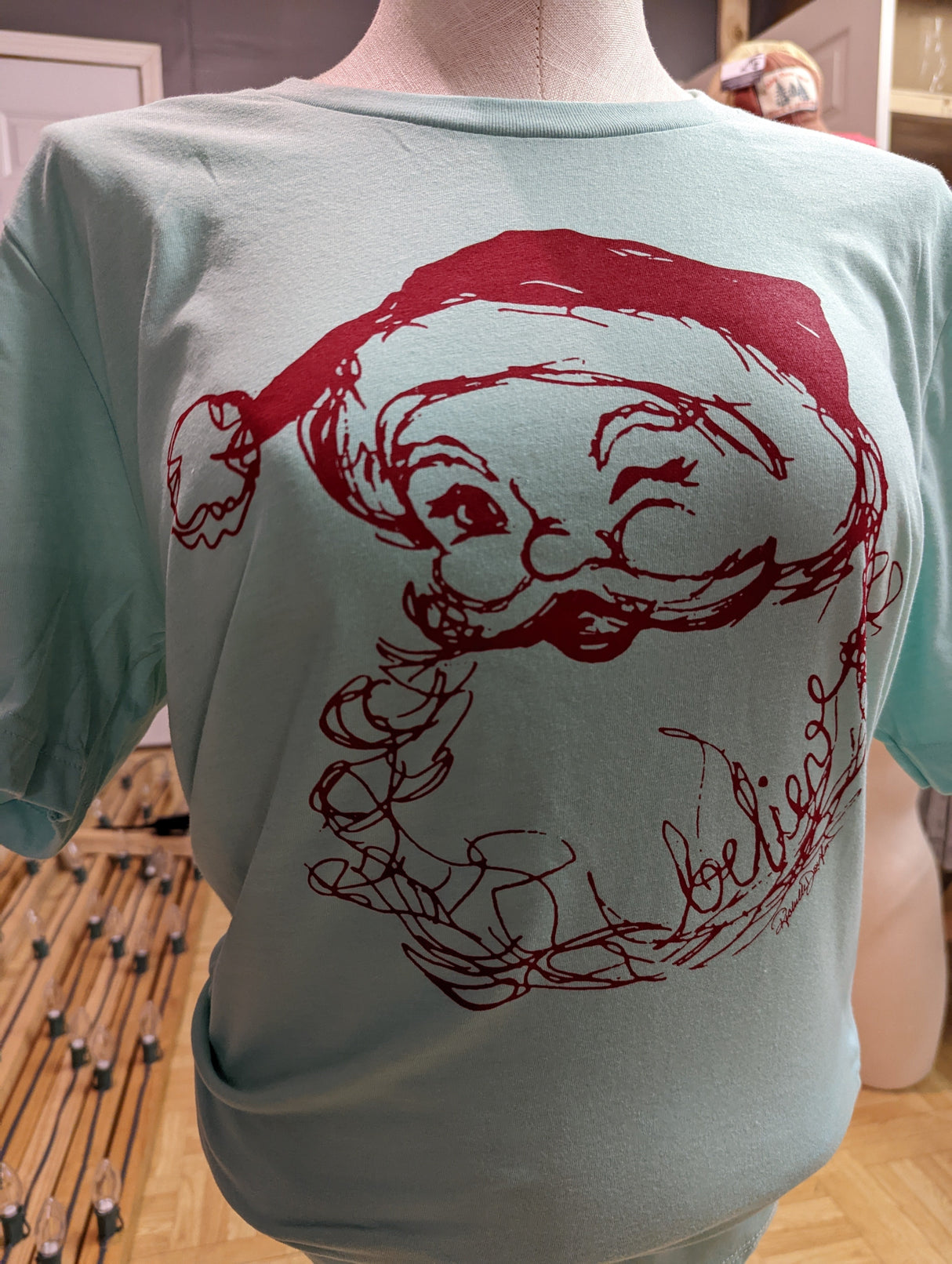 Mint Santa Tshirt from The Goat Stock