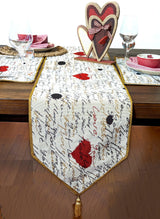 Tache Romantic I Love You Valentine’s Beige Woven Tapestry Table Runner (18111)