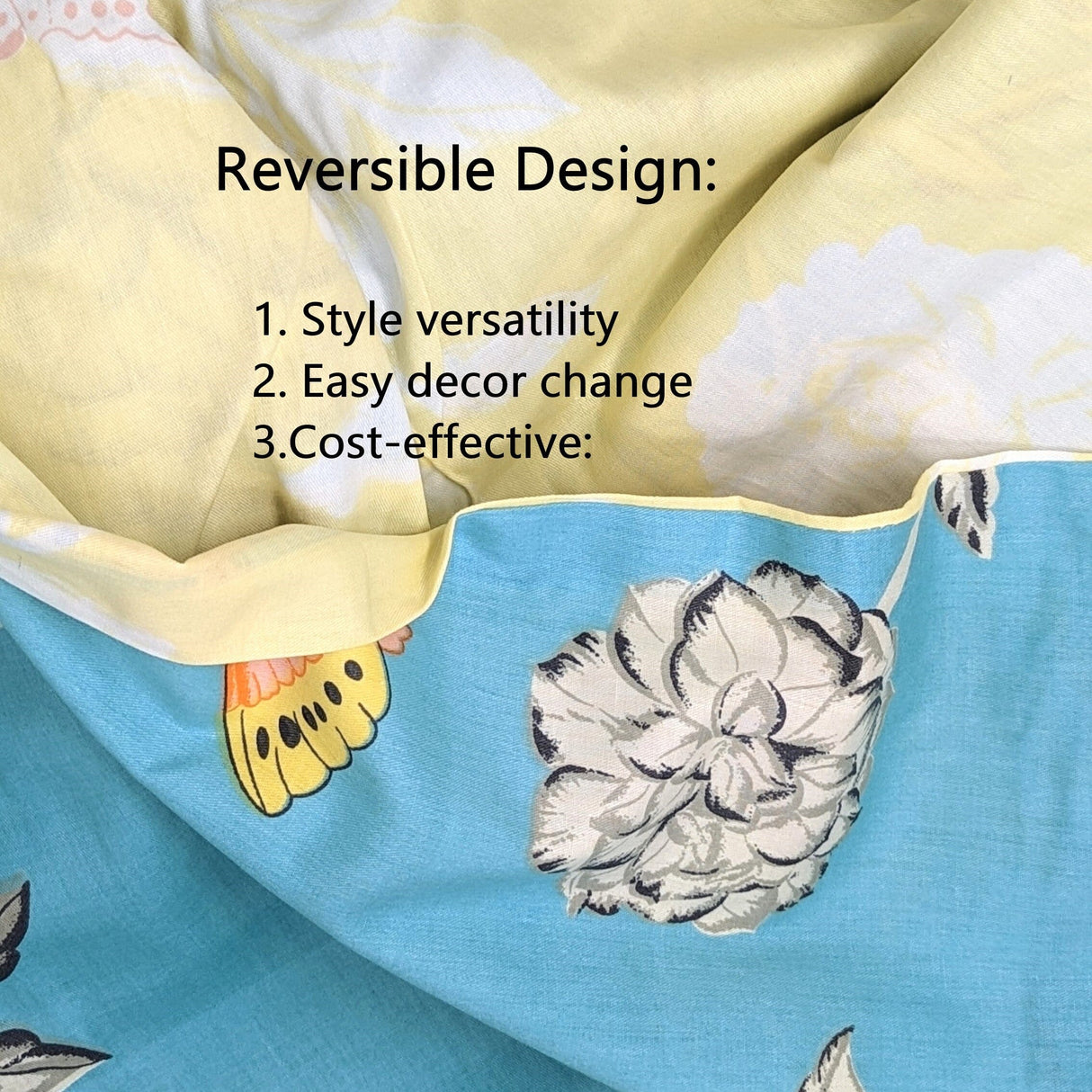 Tache Butterfly Wonderland Cotton Aqua Floral Duvet Cover (2142) from Tache Home Fashion