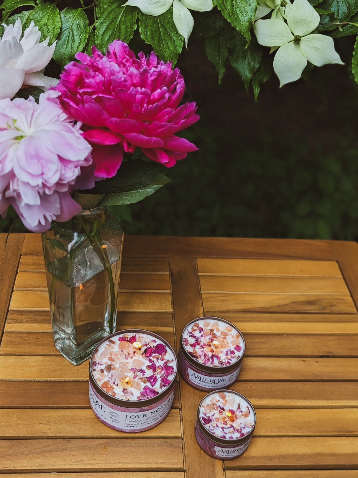 LOVE NOTES Rose + Pink Salt Candle from Ash & Rose
