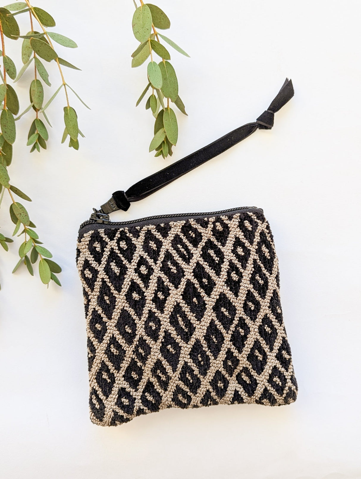 Black Diamond Needlepoint Square Pouch from Ash & Rose