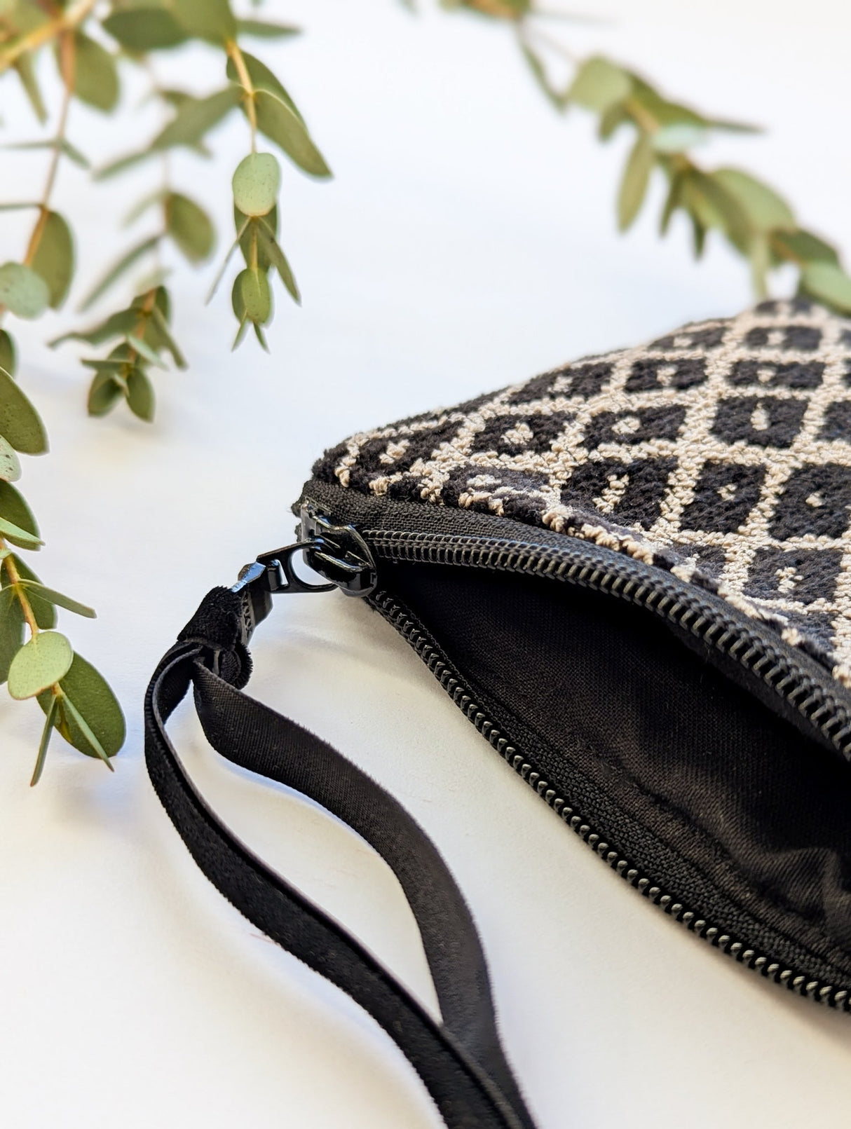 Black Diamond Needlepoint Square Pouch from Ash & Rose