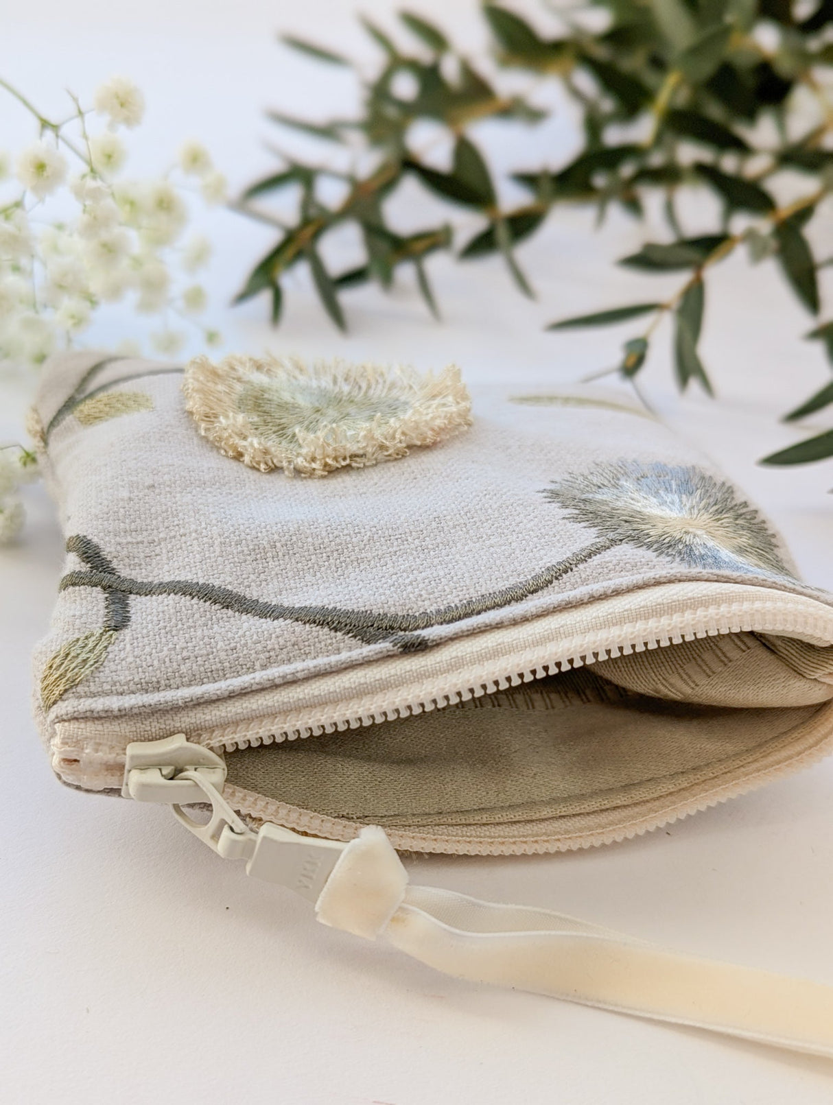 3D Flowers Embroidered Square Pouch from Ash & Rose