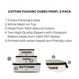 Cotton Packing Cubes, Print, 3-pack Cream From Bag-all