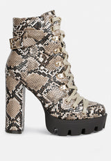 Palmetto Snake Skin Ankle Boots from London Rag International