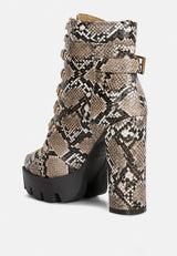 Palmetto Snake Skin Ankle Boots from London Rag International