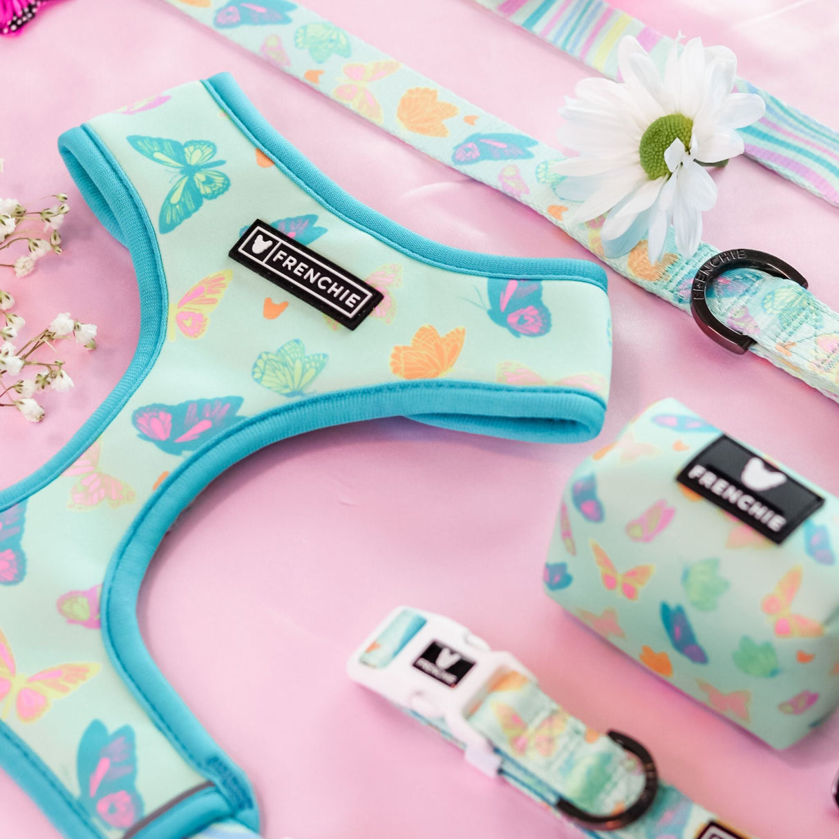 Frenchie Duo Reversible Harness - Pastel Butterfly from Frenchie Bulldog