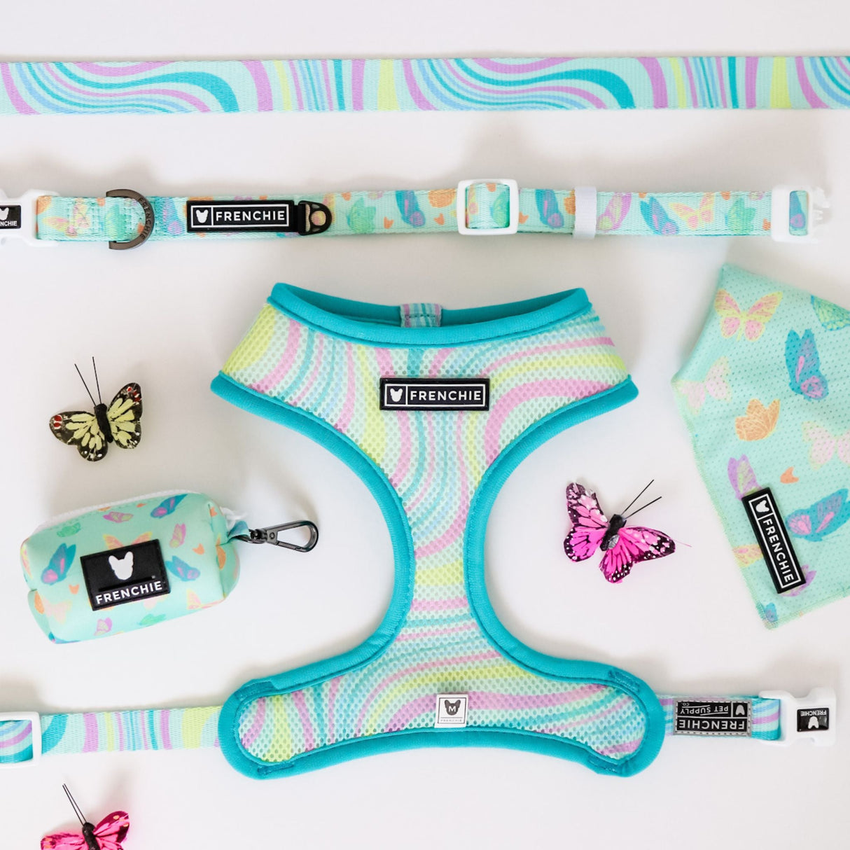 Frenchie Duo Reversible Harness - Pastel Butterfly from Frenchie Bulldog