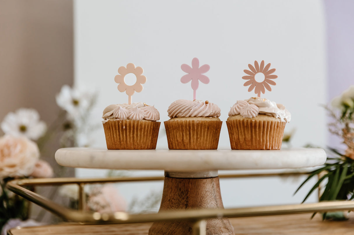 Pastel Daisy Acrylic Cupcake Toppers, Set of 12 from The Cotton & Canvas Co.