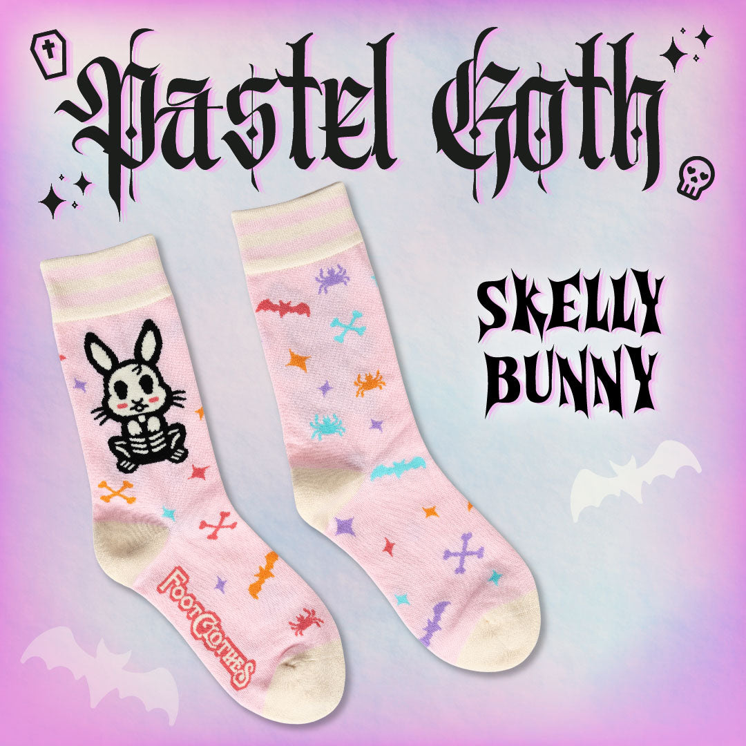 Skelly Bunny Crew Socks from FootClothes