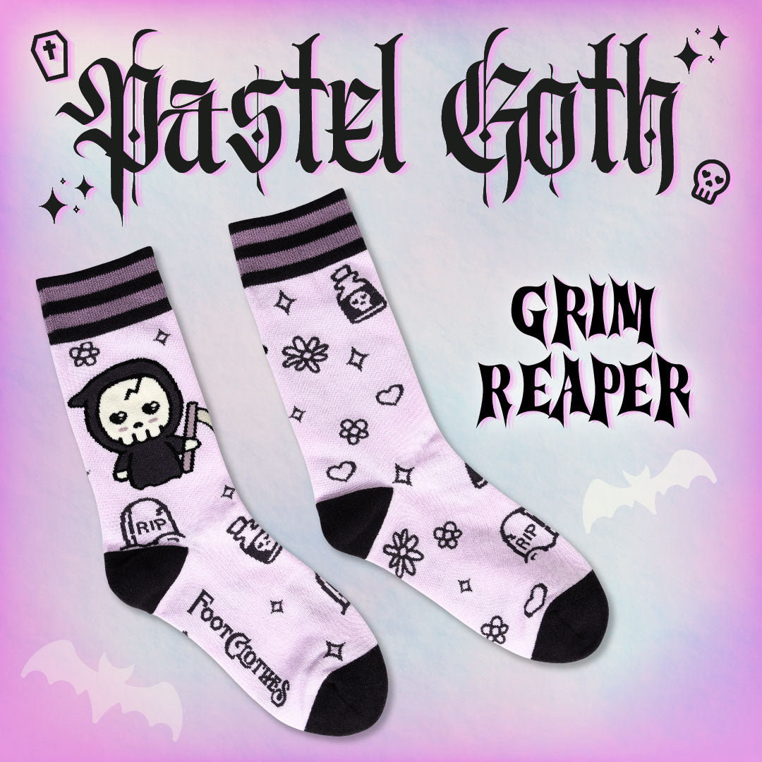 Pastel Goth Grim Reaper Crew Socks from FootClothes
