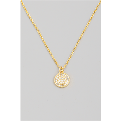 Pave Circle Happy Face Coin Necklace Through MARKET