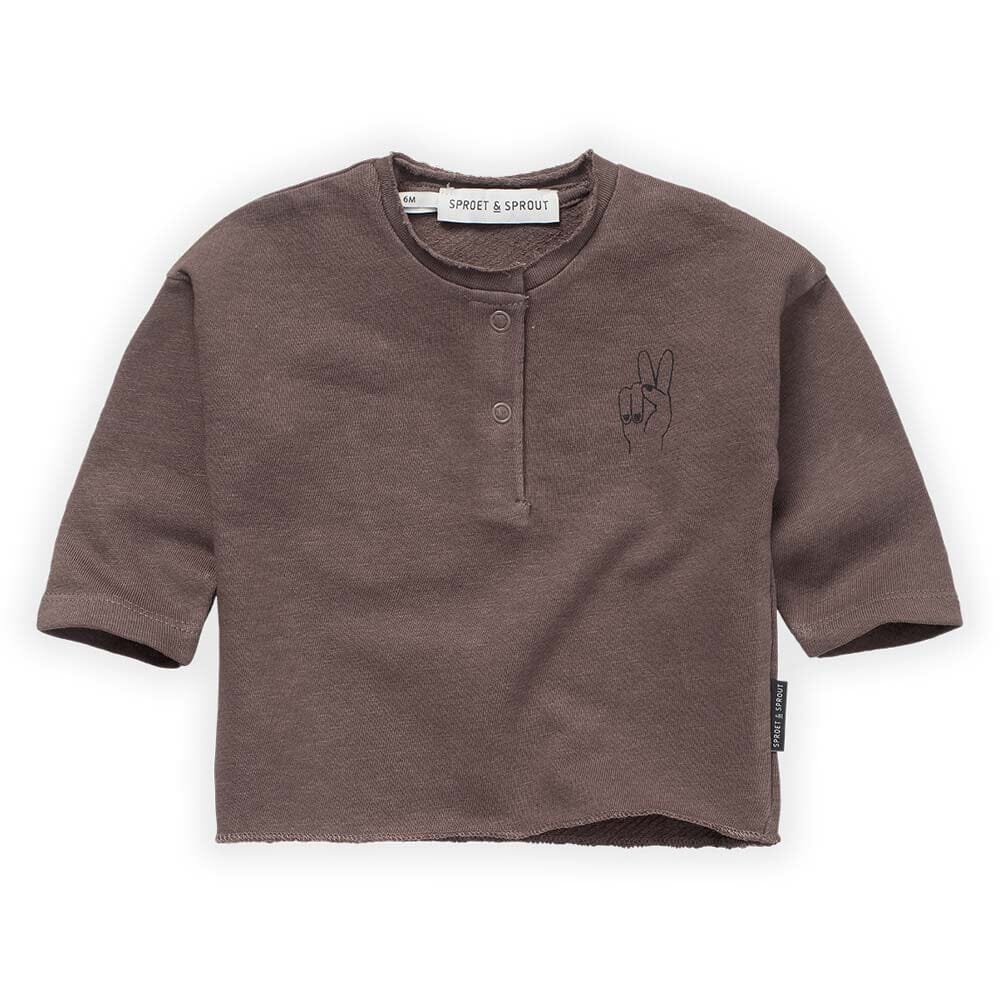 Peace Hands Solid Grandad Tee Shirt - Wood from Manymoons