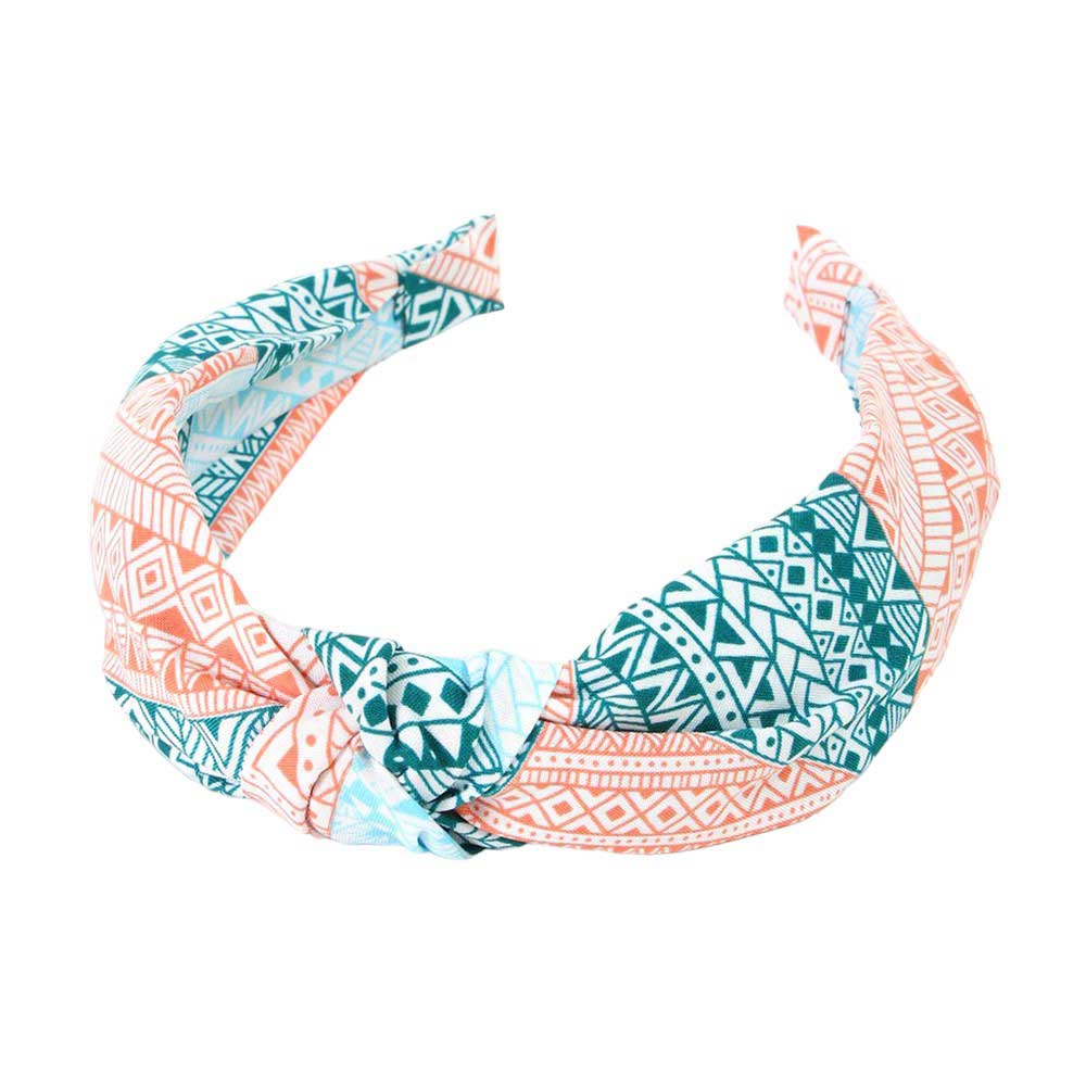 Aztec Patterned Burnout Knot Headband from Madeline Love
