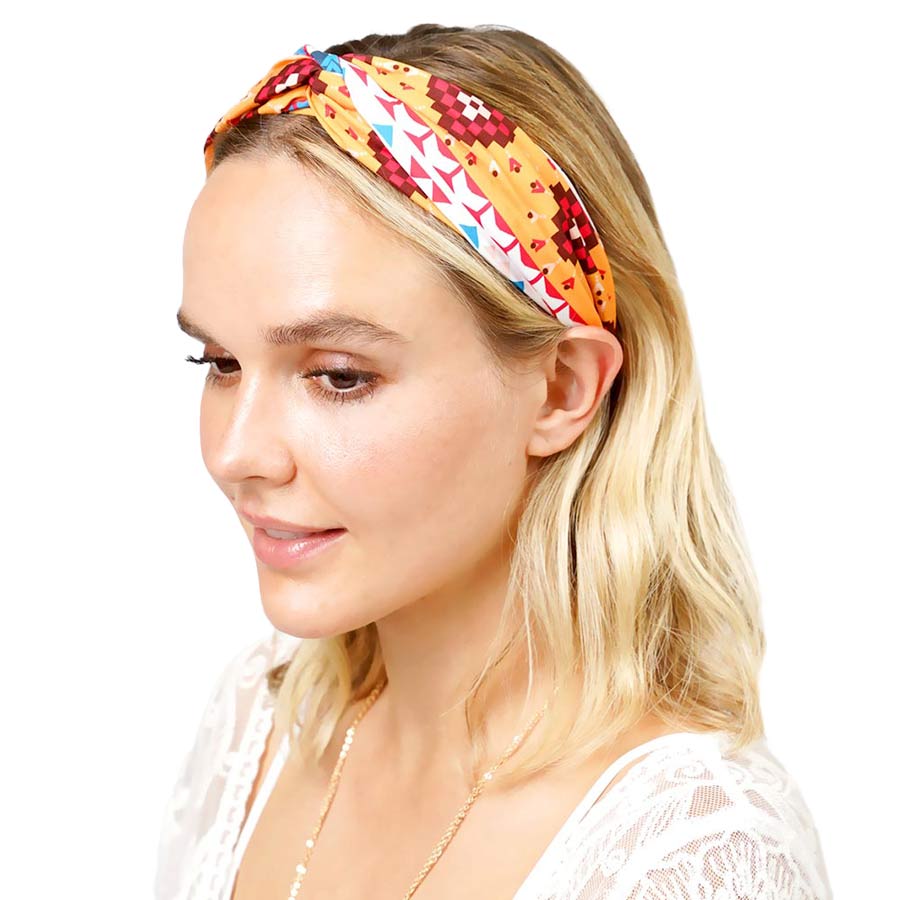 Aztec Patterned Twisted Headband from Madeline Love