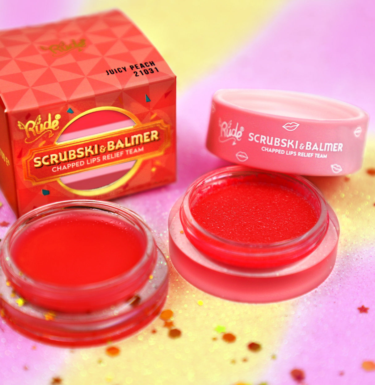 Scrubski & Balmer Lip Exfoliator and Lip Balm from Rude Cosmetics