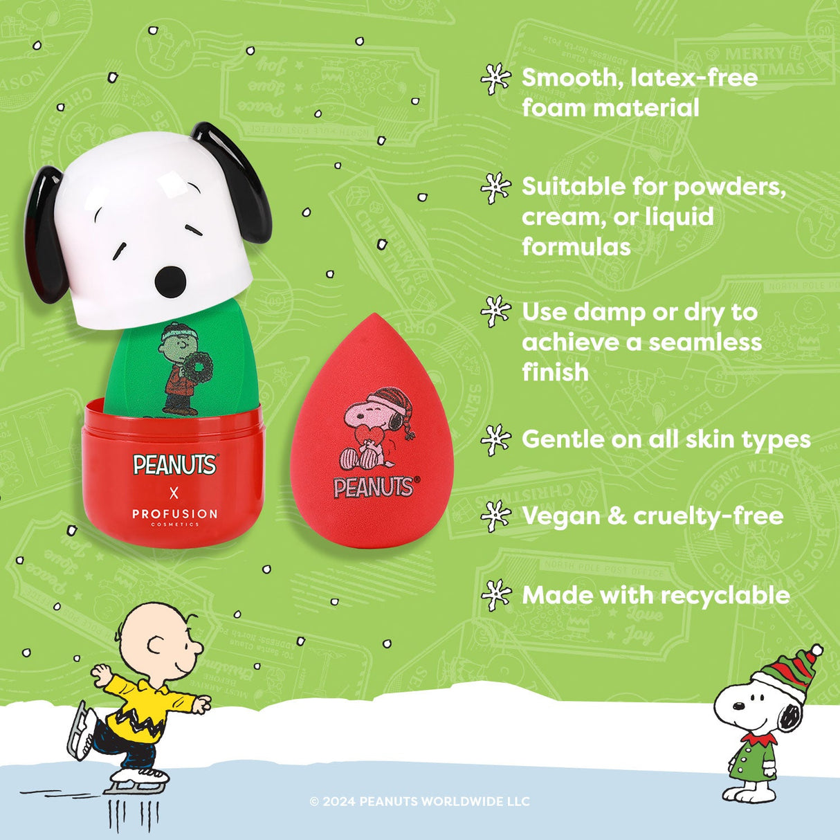 Peanuts Holiday | Let It Blend Blending Sponge & Case Set from Profusion Cosmetics