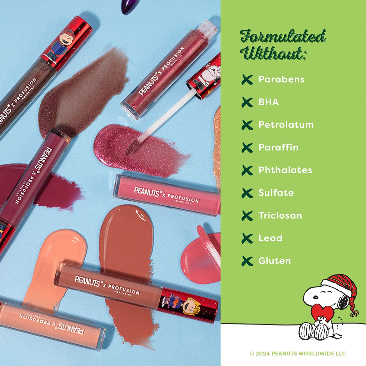 Peanuts Holiday | The Joy of Giving 7PC Lip Gloss Set from Profusion Cosmetics