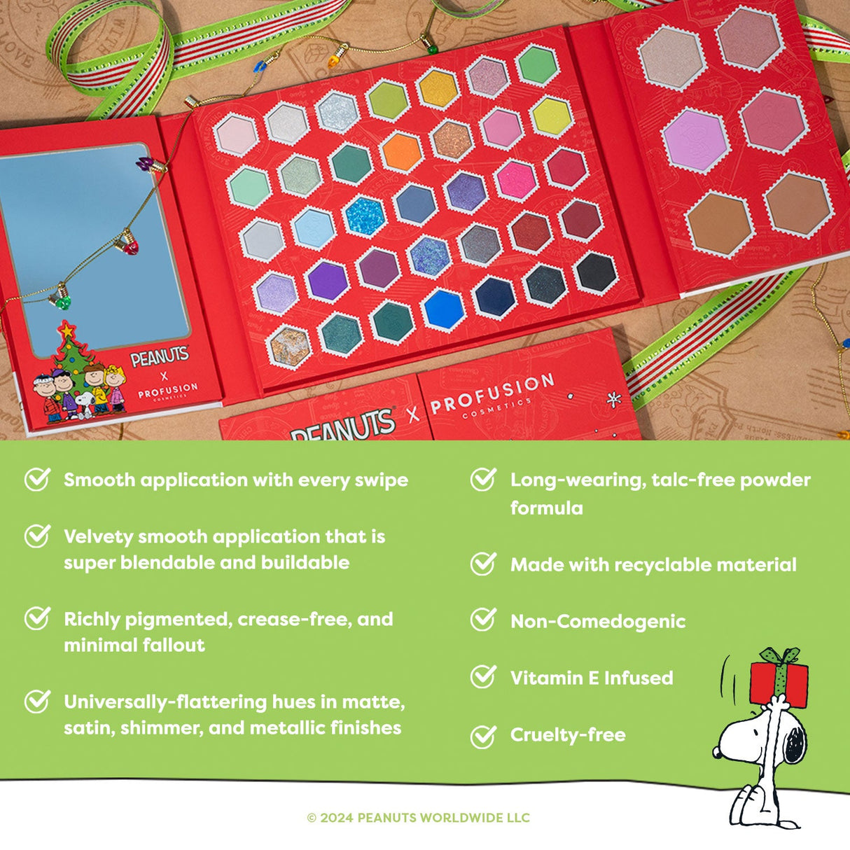 Peanuts Holiday | Snoopy's Starlit Holiday 41 Shade Face & Eye Palette from Profusion Cosmetics