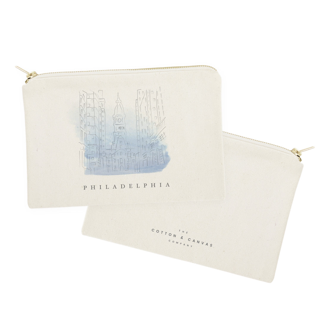 Philadelphia Cityscape Cotton Canvas Cosmetic Bag from The Cotton & Canvas Co.
