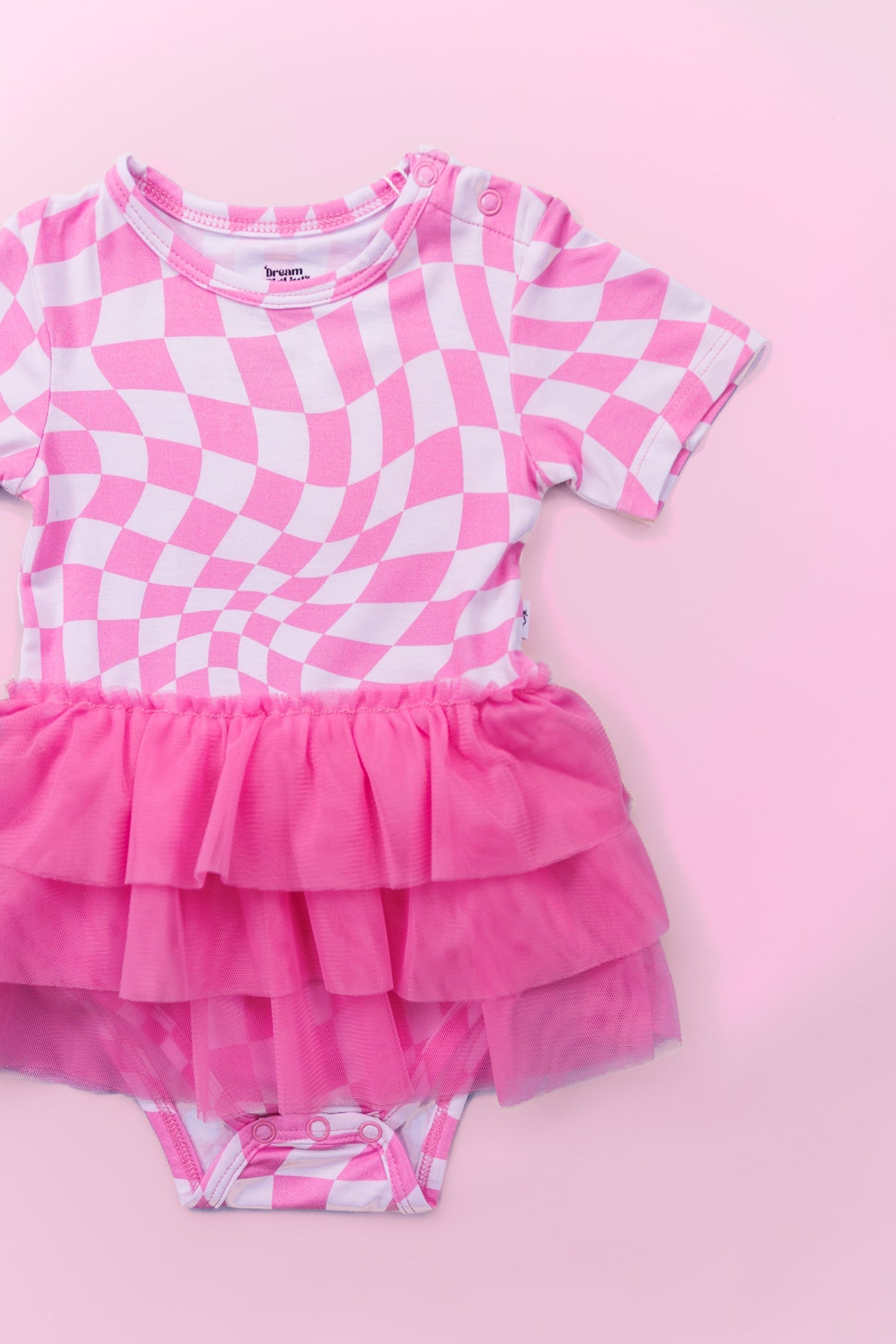 BUBBLEGUM WAVY CHECKERS DREAM TUTU BODYSUIT DRESS from DREAM BIG LITTLE CO