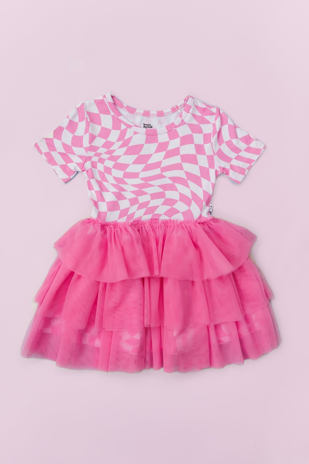 BUBBLEGUM WAVY CHECKERS DREAM TUTU DRESS from DREAM BIG LITTLE CO