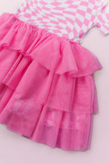 BUBBLEGUM WAVY CHECKERS DREAM TUTU DRESS from DREAM BIG LITTLE CO