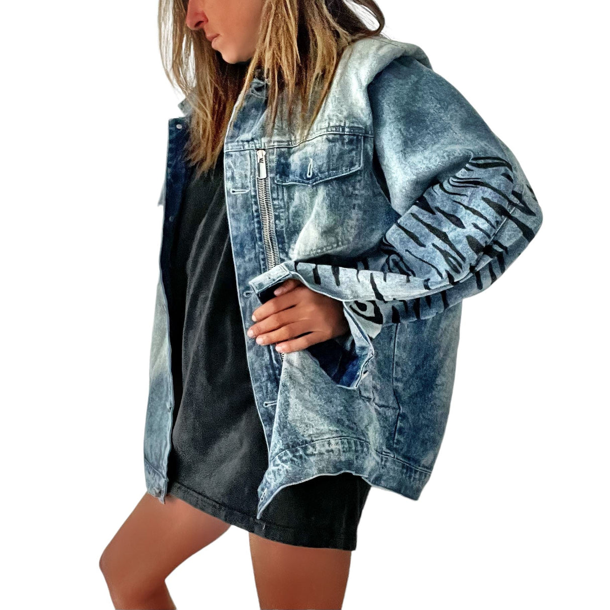 'Beyond Zebra' Denim Jacket from Wren + Glory