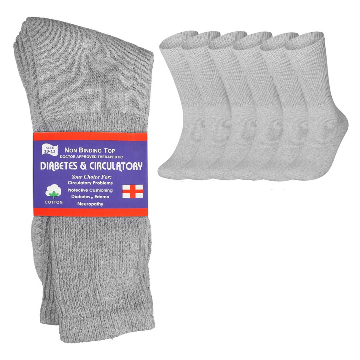 3-12 Pairs Health Circulatory Crew Cotton Diabetic Socks White 9-11 10-13 13-15 from PremiumBrandGoods