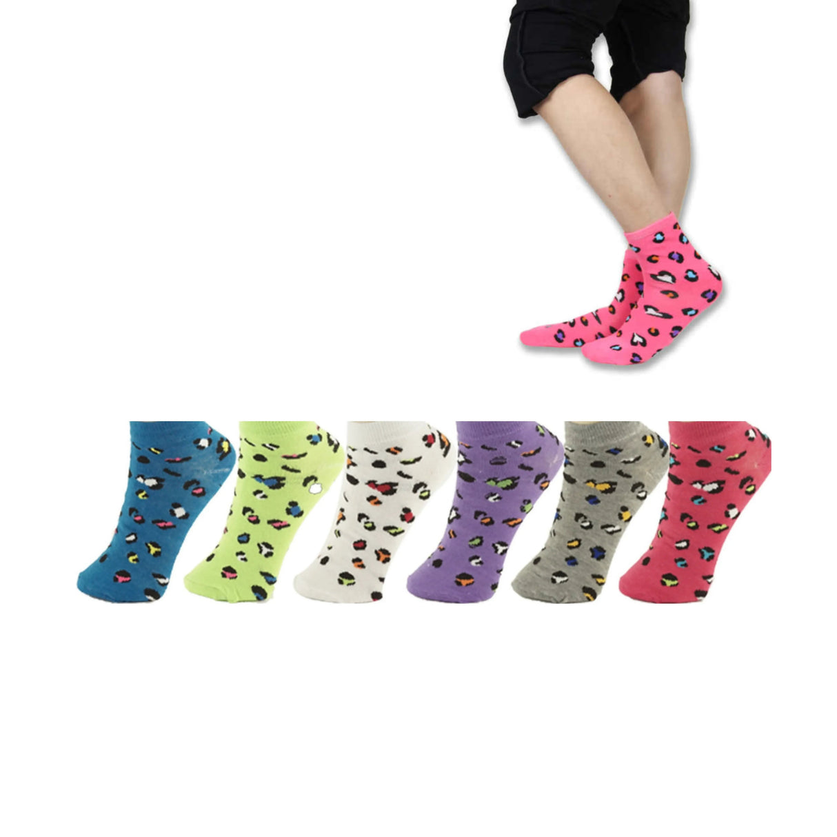Womens Socks Stylish Cheetah Print 9-11 Assorted Pack from PremiumBrandGoods