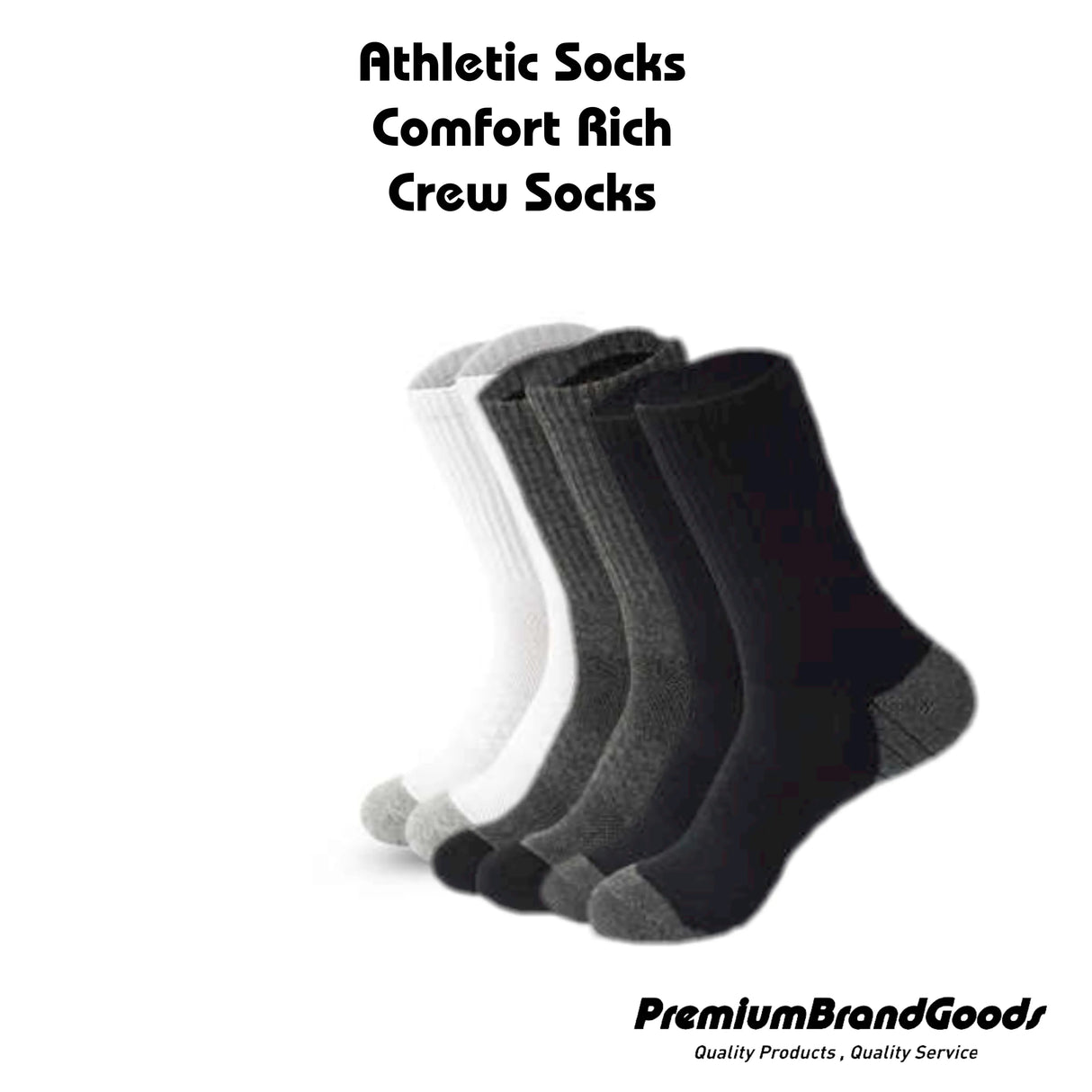 Men's Comfort Rich Crew Cushion Socks Athletic Active 10-13 3 Color Bundle from PremiumBrandGoods