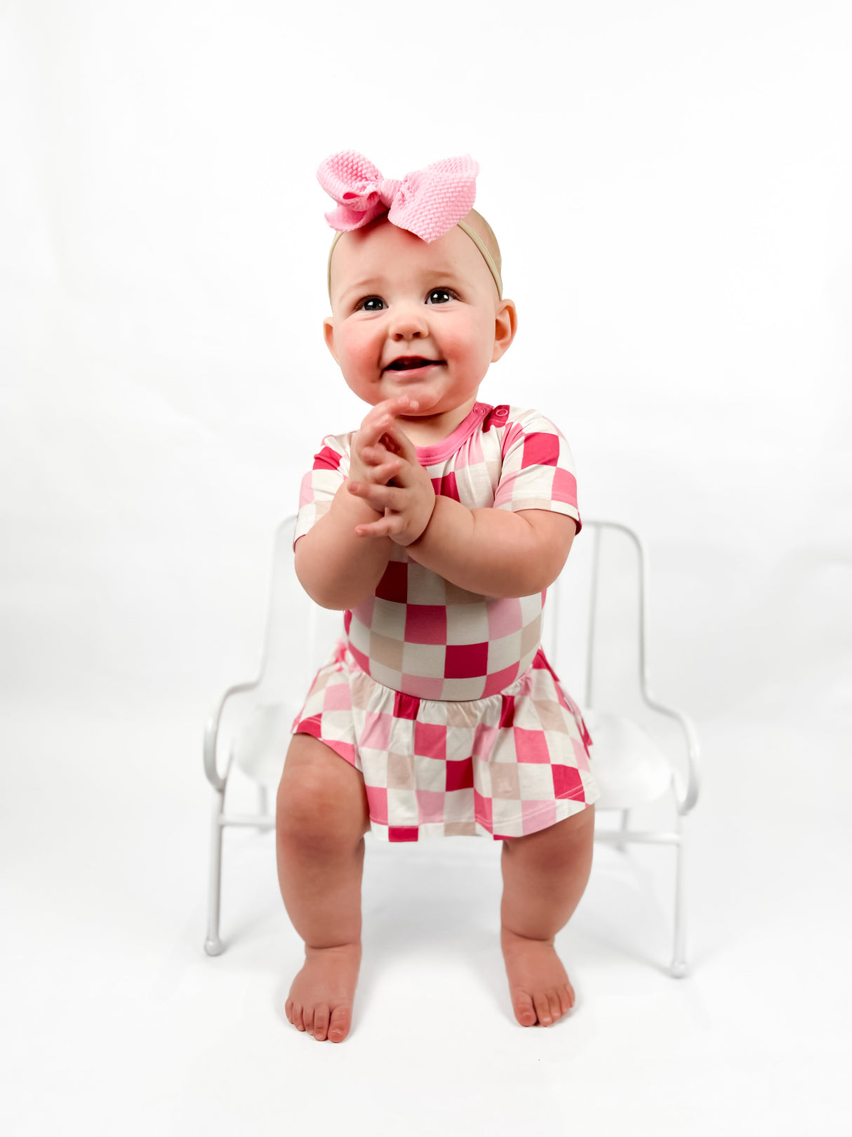 DREAMY PINK CHECKERS DREAM BODYSUIT DRESS from DREAM BIG LITTLE CO