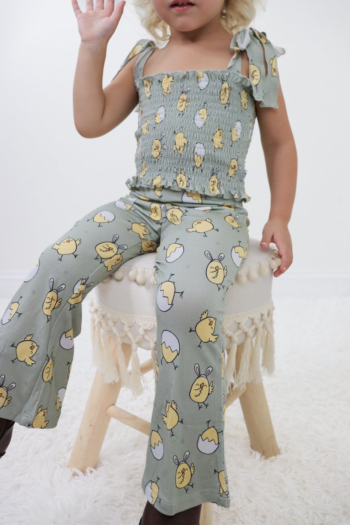 EXCLUSIVE PEEPIN' IT REAL DREAM SMOCKED FLARE SET from DREAM BIG LITTLE CO