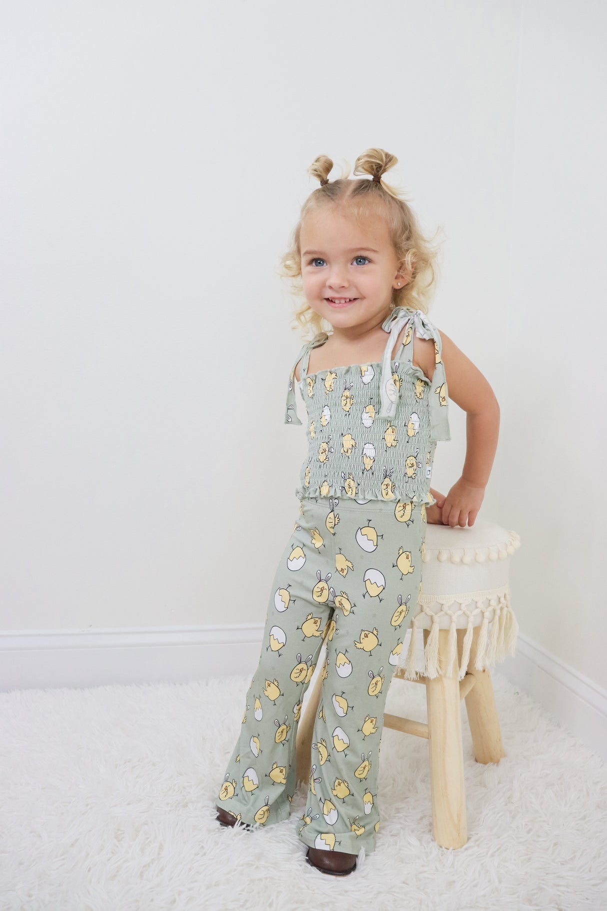 EXCLUSIVE PEEPIN' IT REAL DREAM SMOCKED FLARE SET from DREAM BIG LITTLE CO