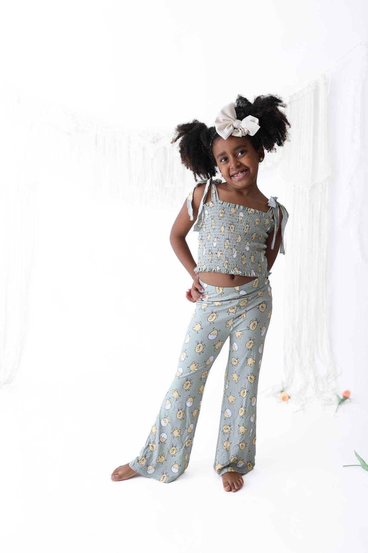 EXCLUSIVE PEEPIN' IT REAL DREAM SMOCKED FLARE SET from DREAM BIG LITTLE CO
