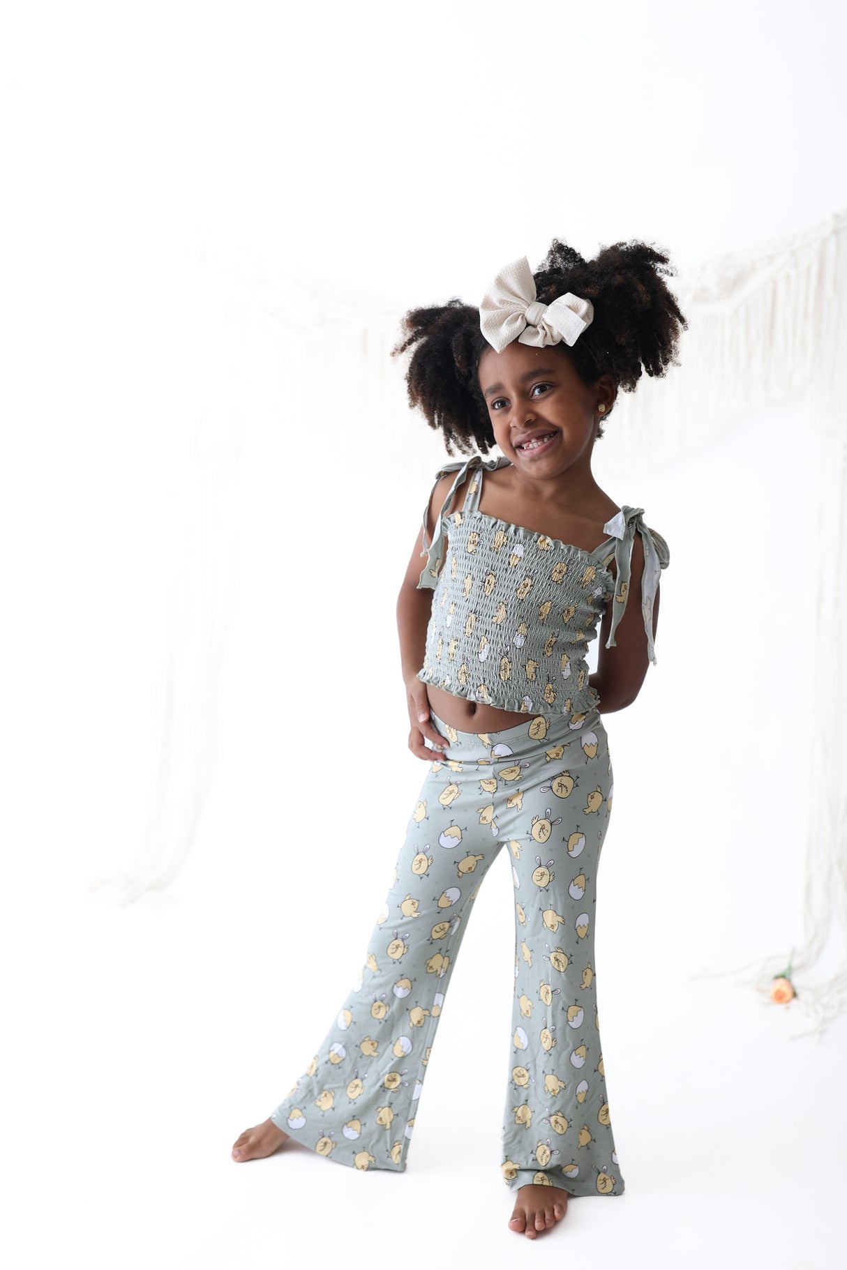 EXCLUSIVE PEEPIN' IT REAL DREAM SMOCKED FLARE SET from DREAM BIG LITTLE CO