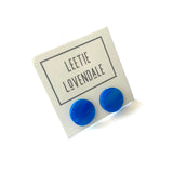 Aqua Blue Marbled Glow Disc Stud Earrings from Leetie Lovendale
