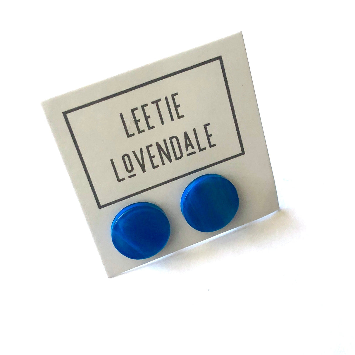 Aqua Blue Marbled Glow Disc Stud Earrings from Leetie Lovendale