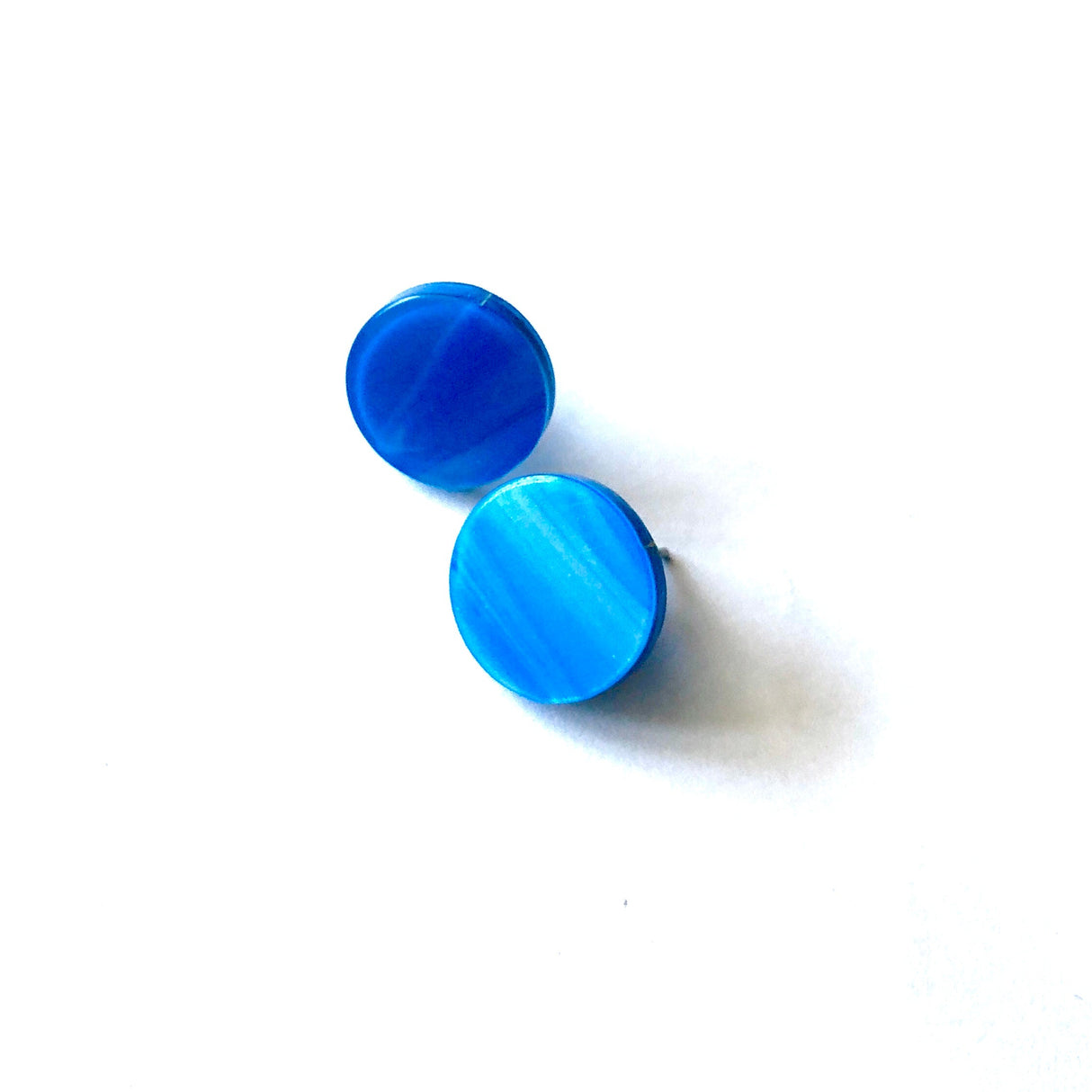 Aqua Blue Marbled Glow Disc Stud Earrings from Leetie Lovendale