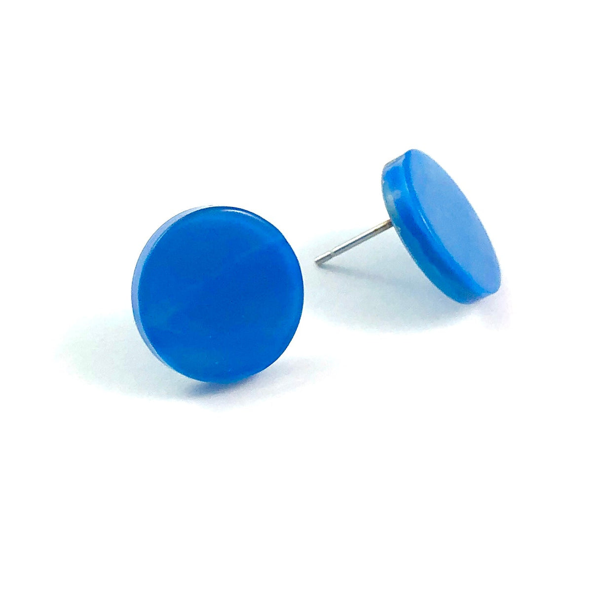 Aqua Blue Marbled Glow Disc Stud Earrings from Leetie Lovendale