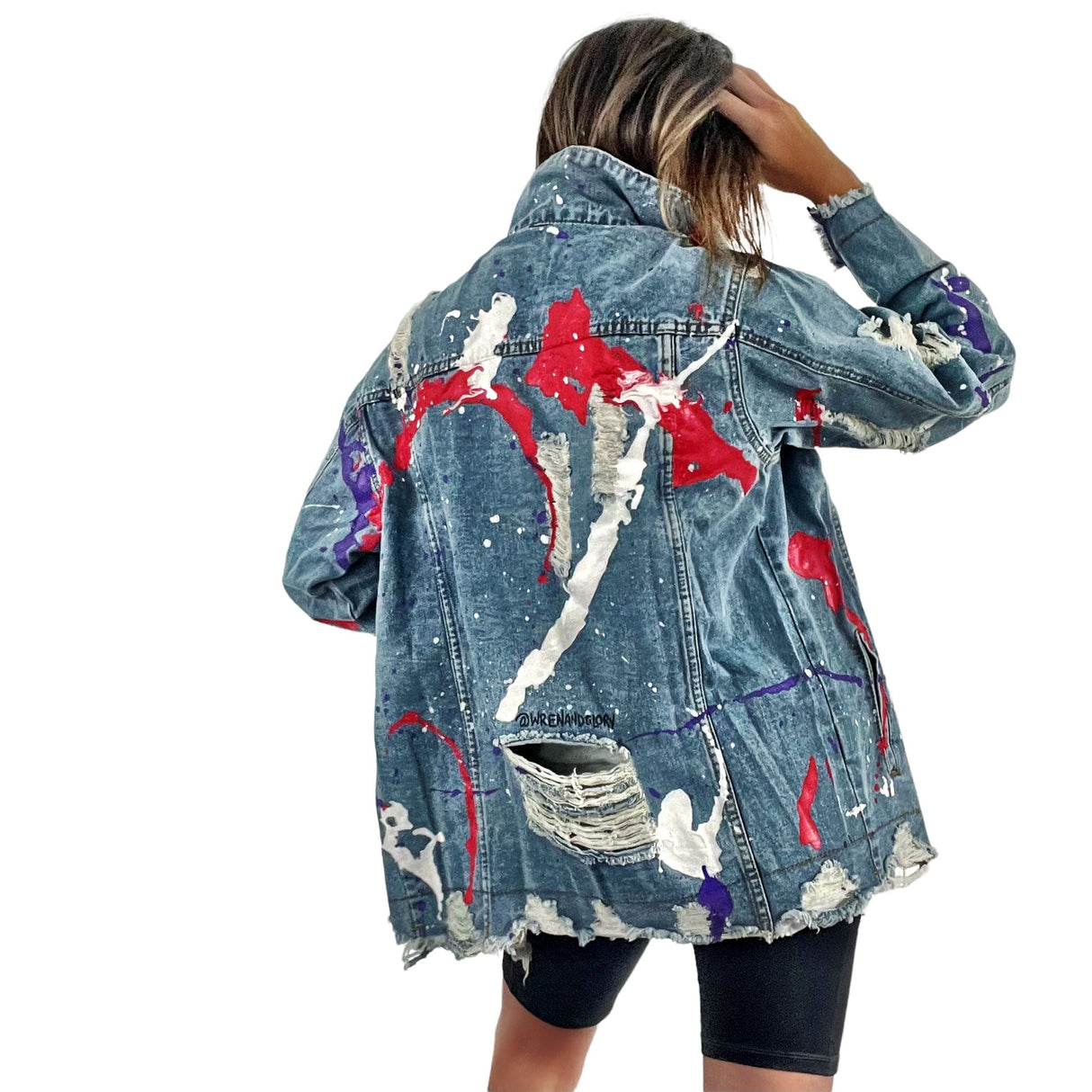 'Splatter World' Denim Jacket from Wren + Glory